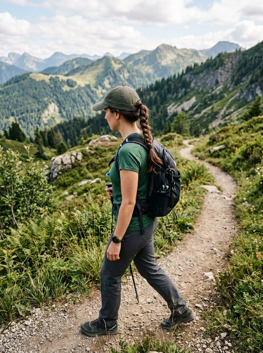 Kappe mit tiefem Zopf - Wander Frisur